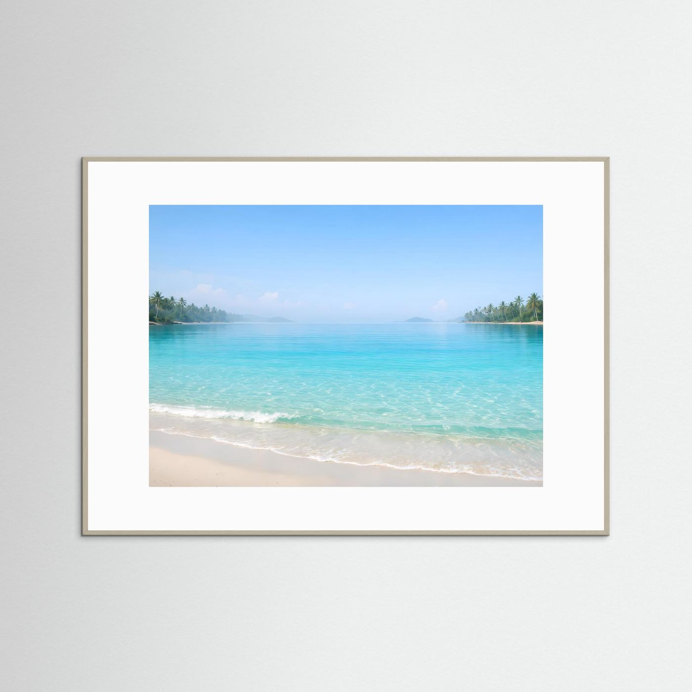 Traumhafte Tropenbucht mit Palmen | Panorama Strand & Meer Poster Querformat