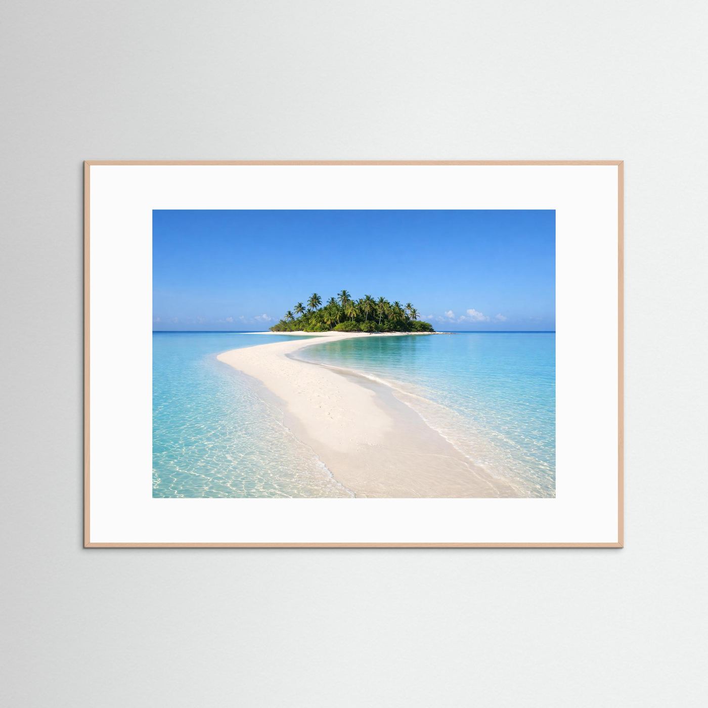 Einsame Sandbank im türkisblauen Ozean | Tropisches Paradies Poster Querformat