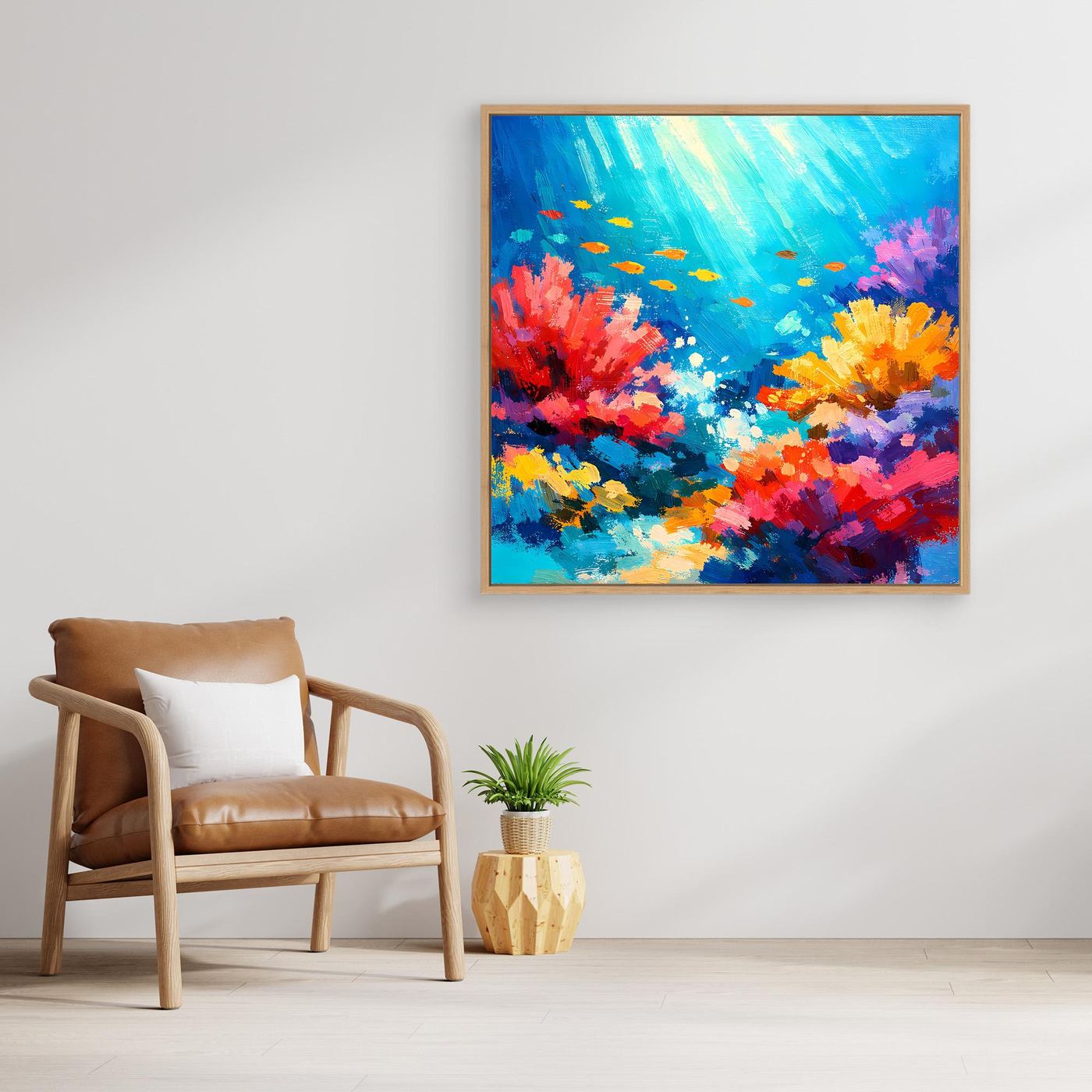 Leinwand Abstraktes Korallenriff Unterwasser | Modernes Ozean Wandbild Bunt