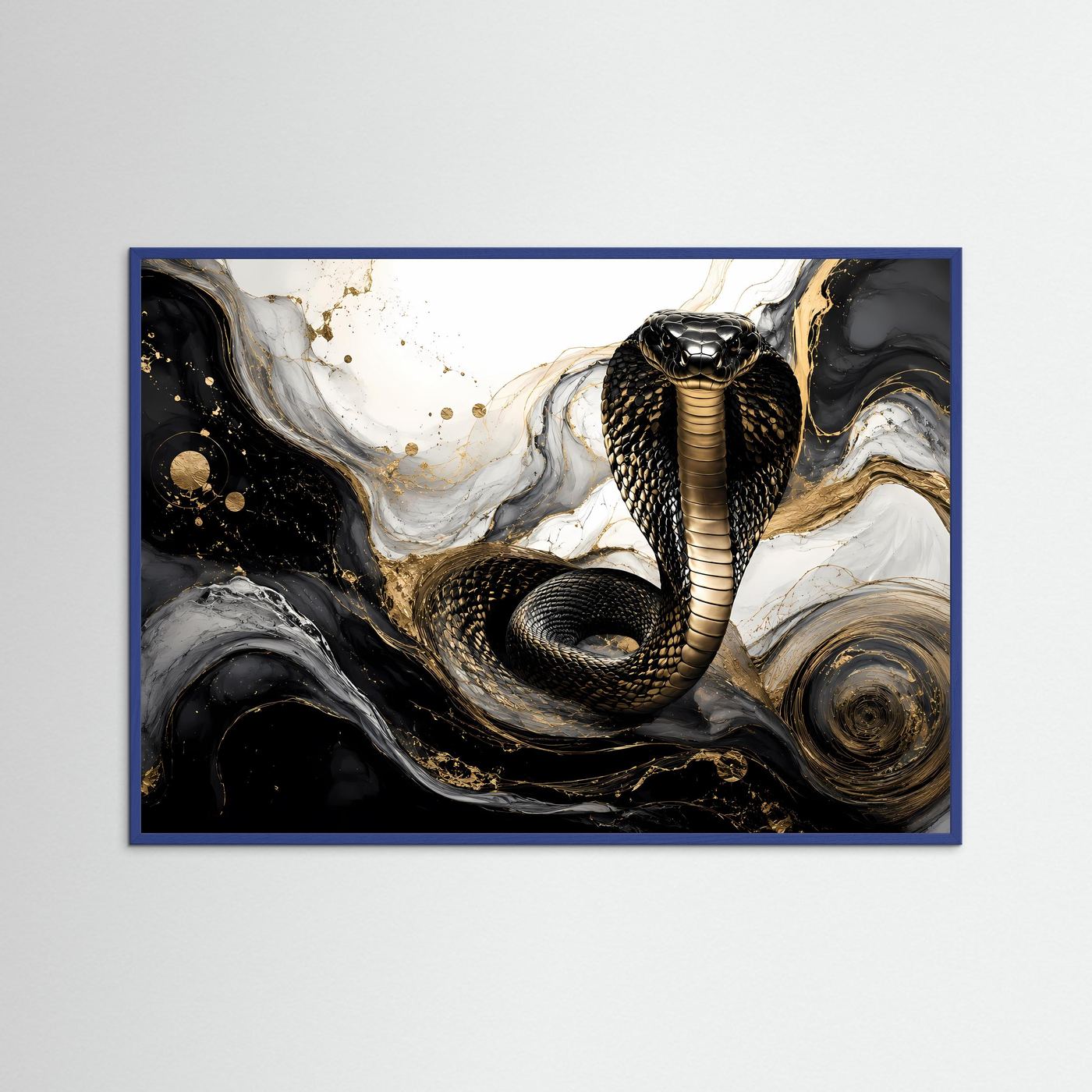 Elegante Kobra in Gold & Schwarz | Moderne abstrakte Tierkunst Poster