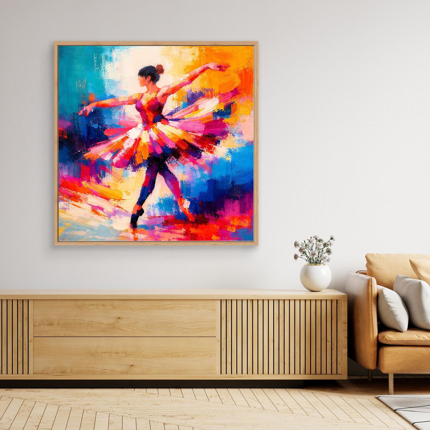 Leinwand Elegante Ballerina beim Tanz | Abstraktes Ballett & Musik Wandbild