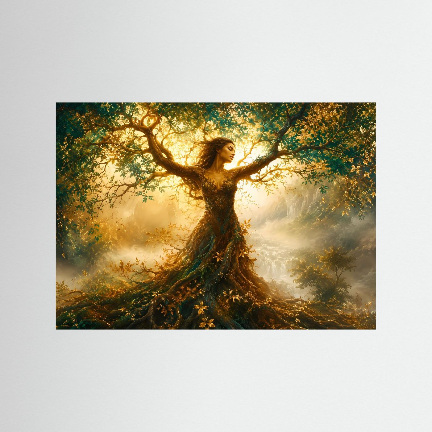 Baumfrau Poster | Mystische Waldgöttin Wandkunst | Fantasy Natur Kunst | Magischer Lebensbaum Wandbild