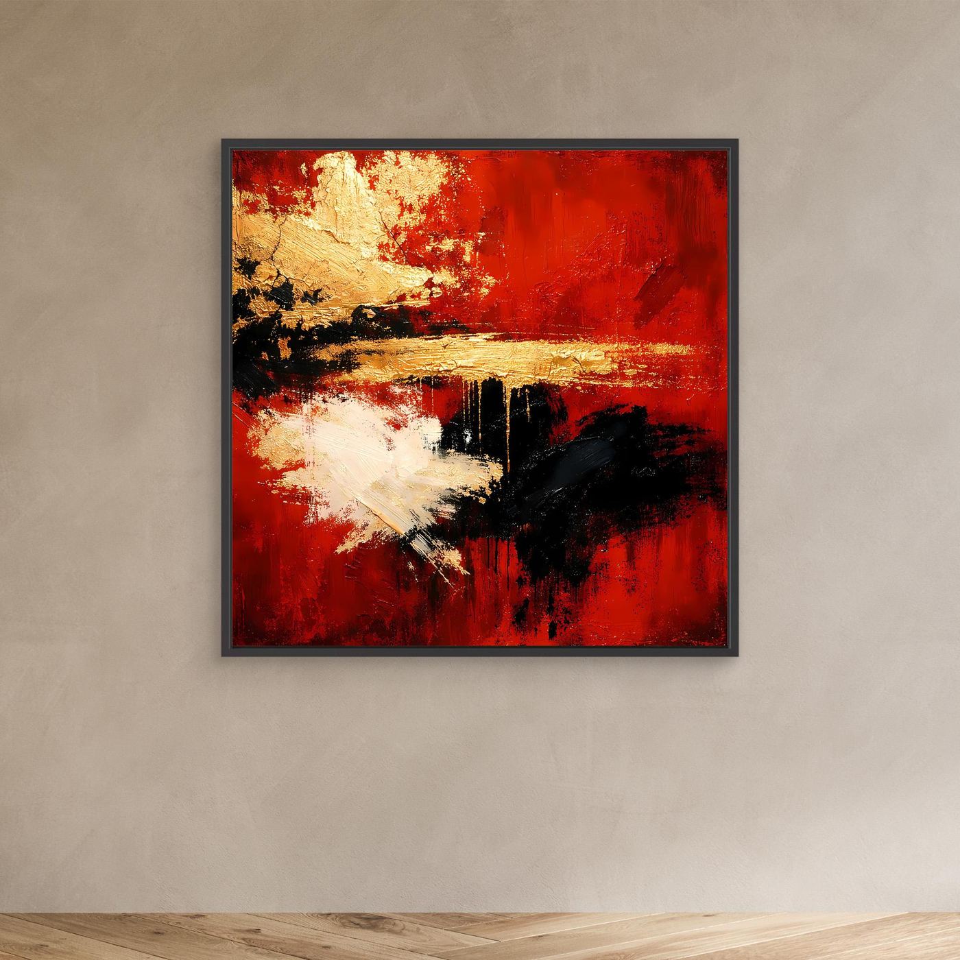 Leinwand Abstraktes Farbspiel in Rot und Gold | Modernes Progressives Wandbild