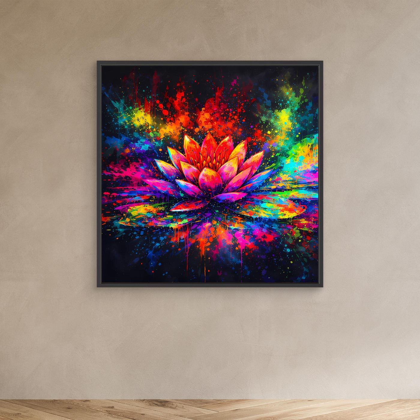 Leinwandbild Farbenfrohe Seerose | Abstraktes Lotus Wandbild auf Keilrahmen