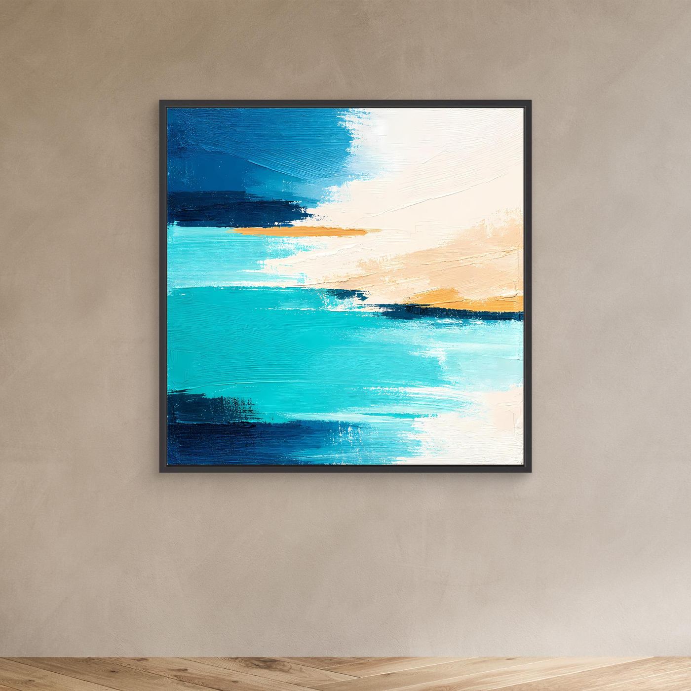 Leinwand Abstrakte Meeresbrise in Türkis und Beige | Modernes Acryl Wandbild