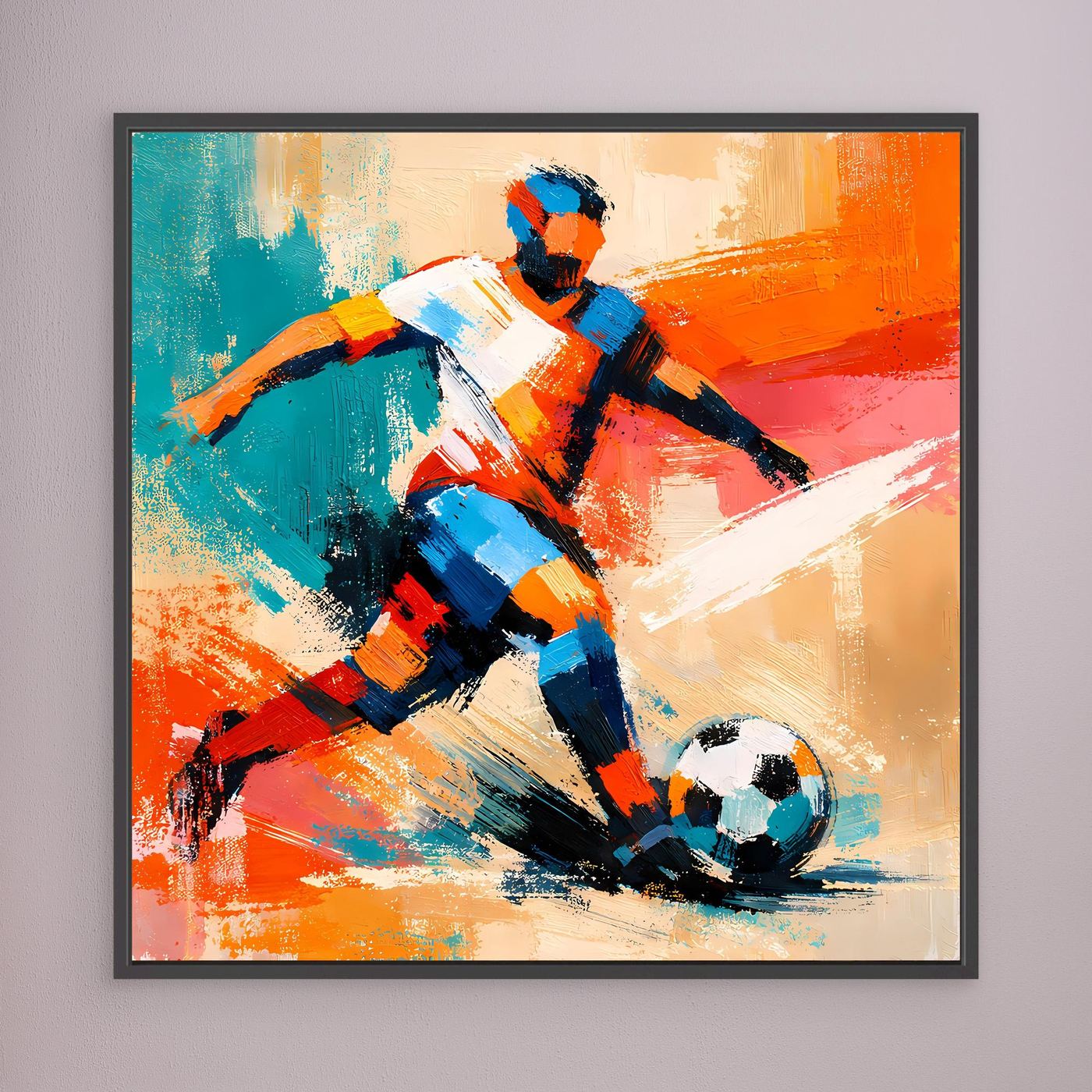Leinwand Dynamischer Fußballspieler in Aktion | Abstraktes Sport & Fußball Wandbild