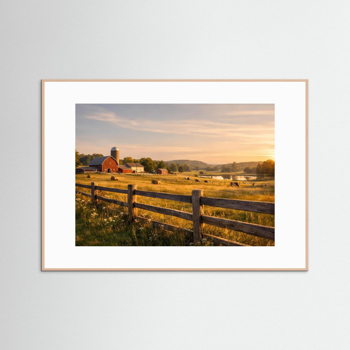 Idyllischer Bauernhof im goldenen Abendlicht | Ländliches Panorama Poster Querformat