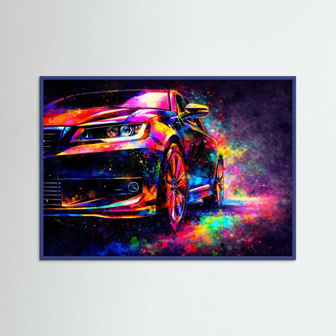 Sportwagen im Farbrausch | Modernes Auto Pop Art Poster Querformat