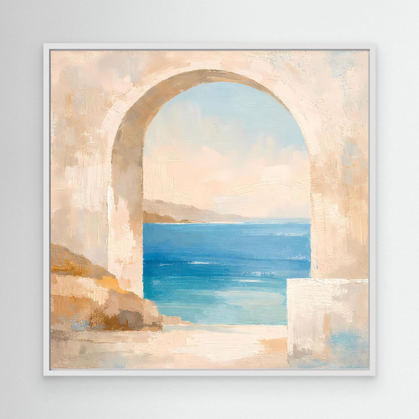 Leinwand Mediterraner Torbogen mit Meerblick | Abstraktes Ozean Wandbild