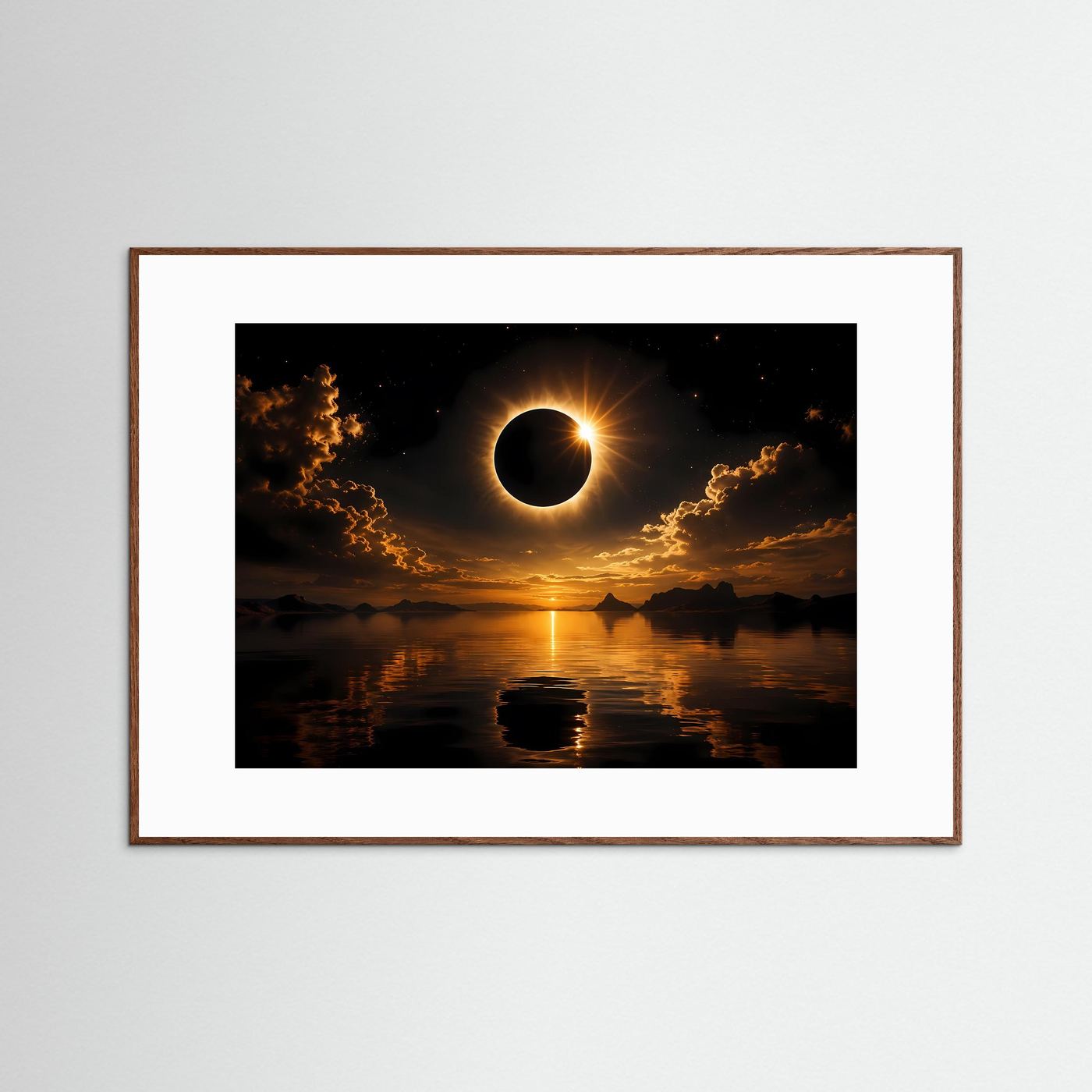 Faszinierende Sonnenfinsternis über dem See | Kosmos & Natur Poster