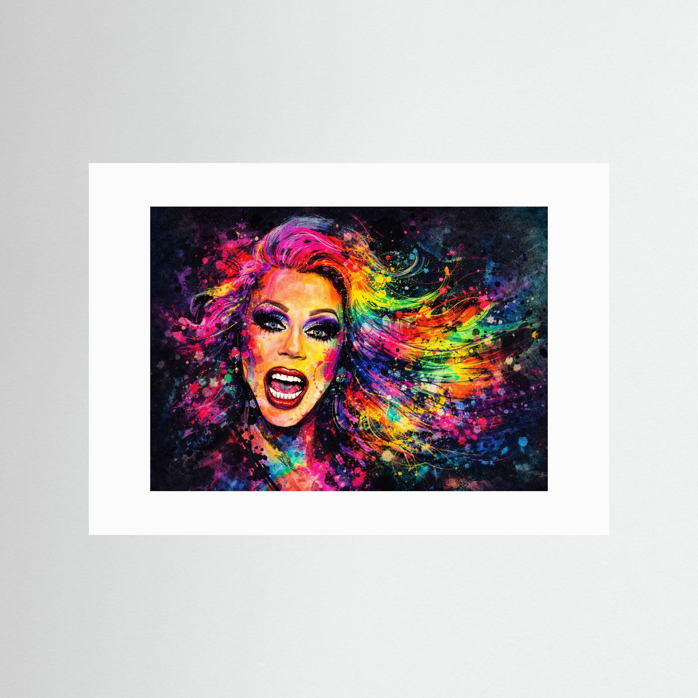 Ausdrucksstarkes Buntes Frauen Portrait | Pop Art Wandbild & Kunst Poster Querformat