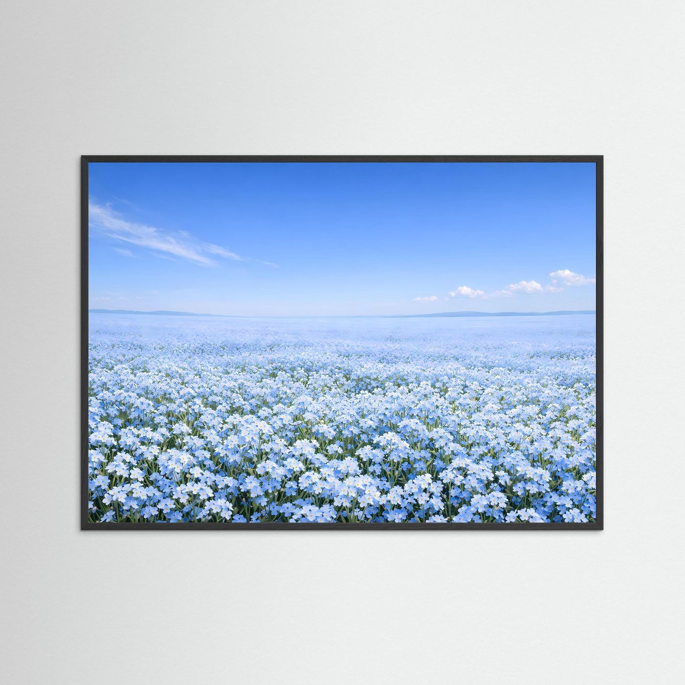 Endloses Vergissmeinnicht Blumenfeld | Blaues Blütenmeer Natur Poster Querformat