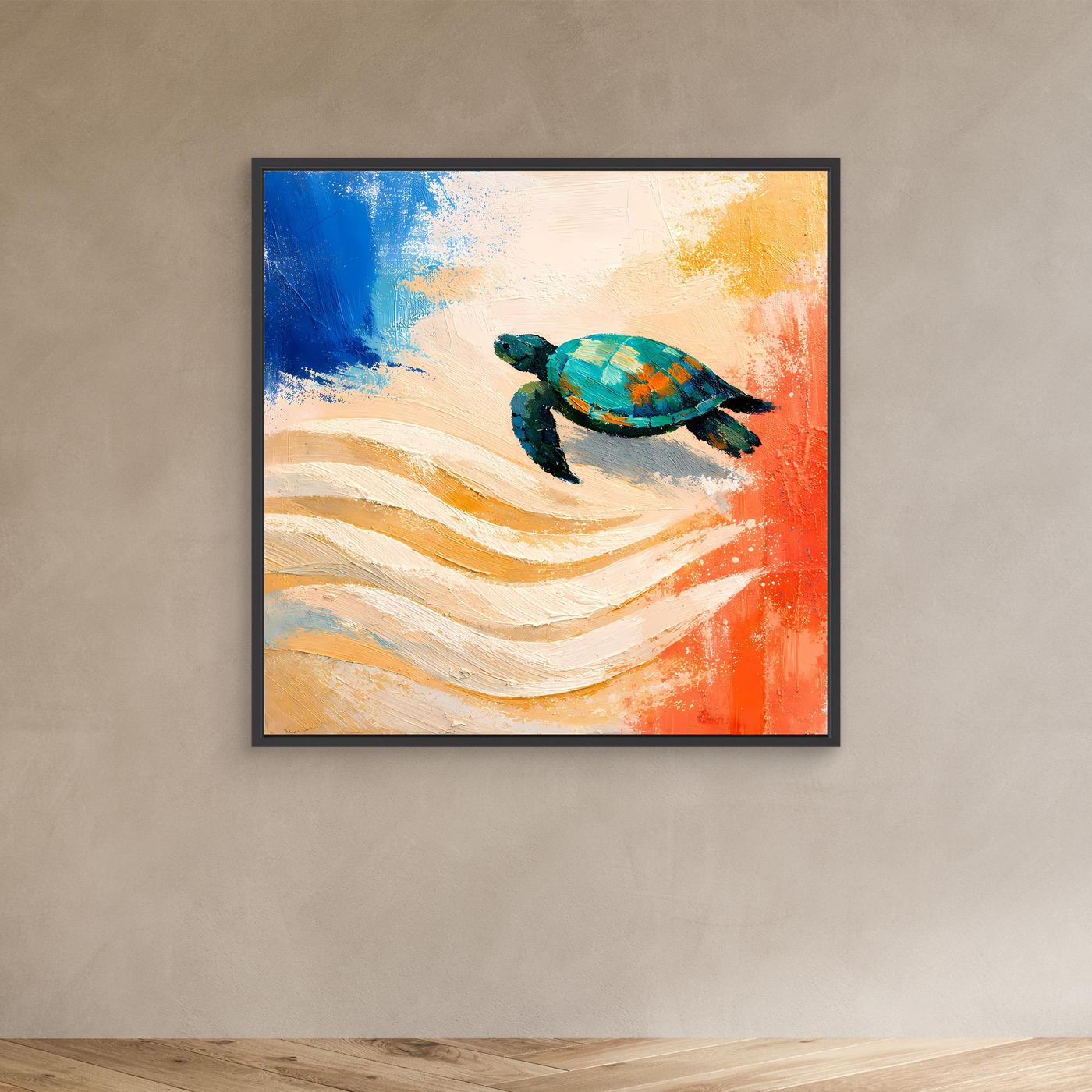 Leinwand Elegante Meeresschildkröte im Ozean | Abstraktes Strand & Meer Wandbild