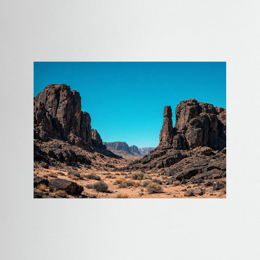 Naturposter mit Wüstenfelsen im Hochformat, ohne Rahmen