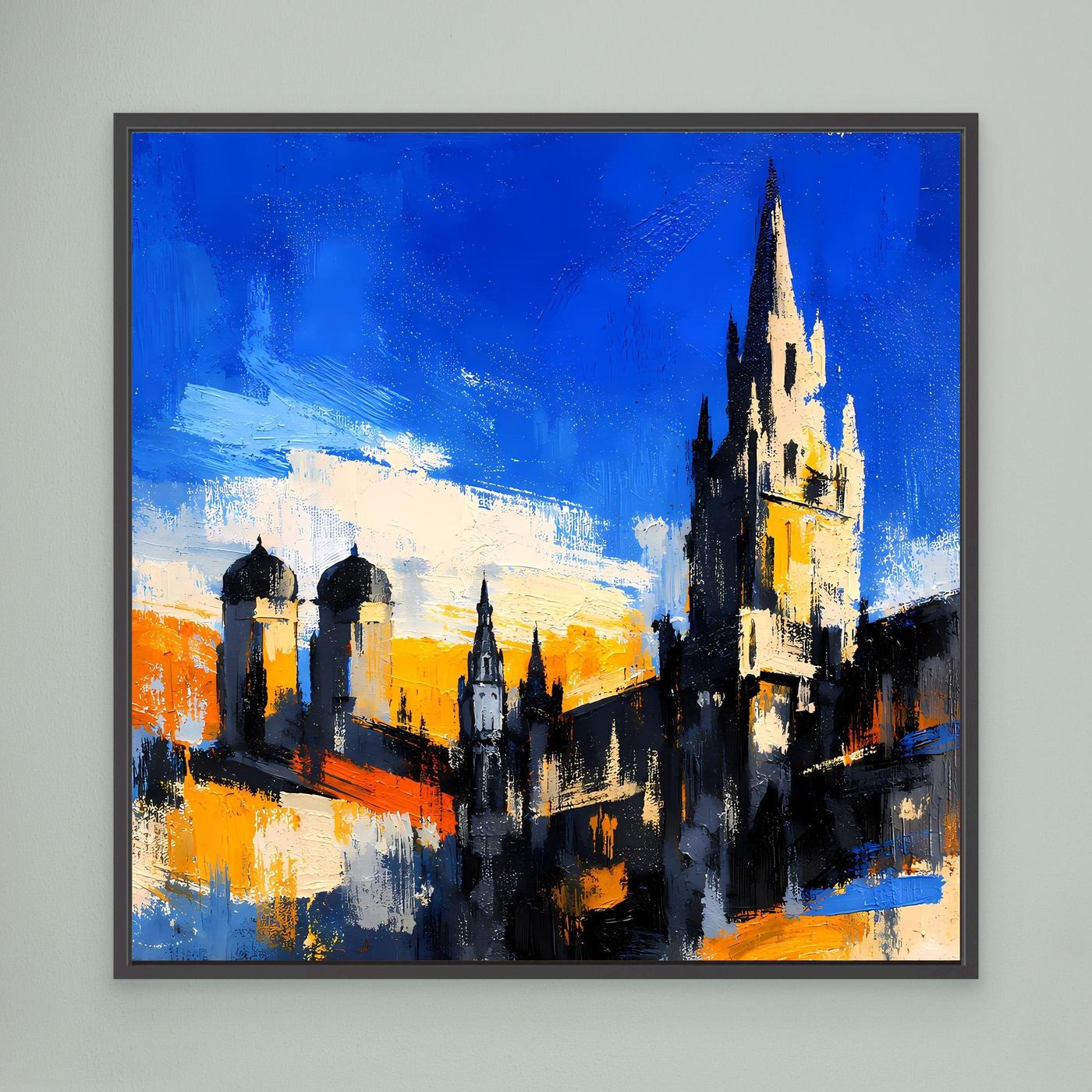 Leinwand Historische Stadtkulisse bei Sonnenuntergang | Abstraktes Architektur Wandbild