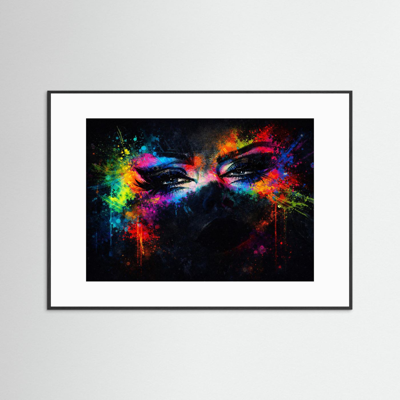 Magie des Blicks & Farbexplosion | Moderner Kunst Print Querformat Wandbild