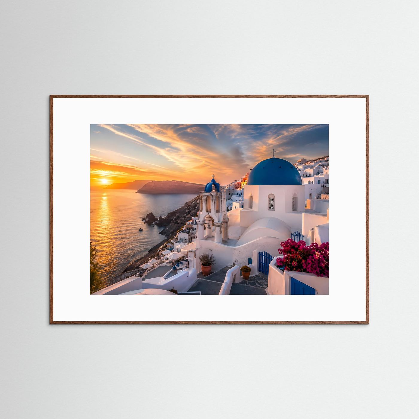 Traumhaftes Santorini bei Sonnenuntergang | Griechische Insel & Architektur Poster