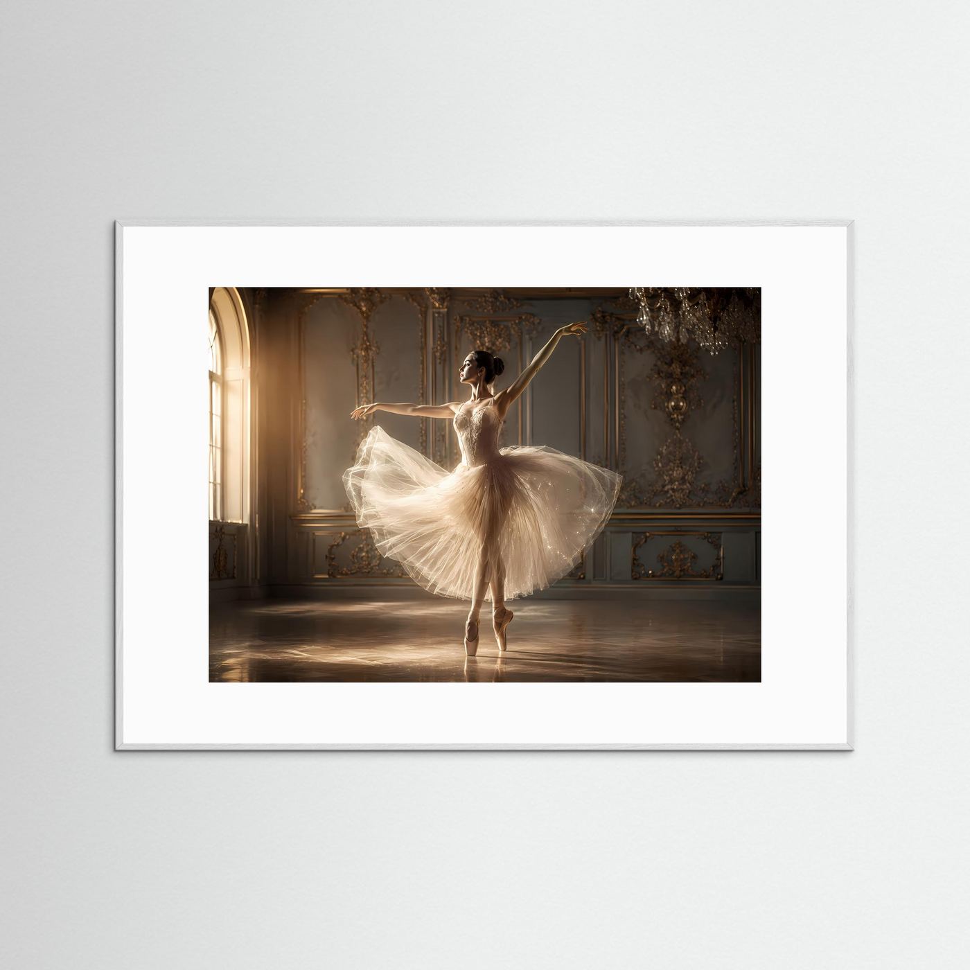 Elegante Ballerina im Barocksaal | Klassischer Tanz & Eleganz Poster