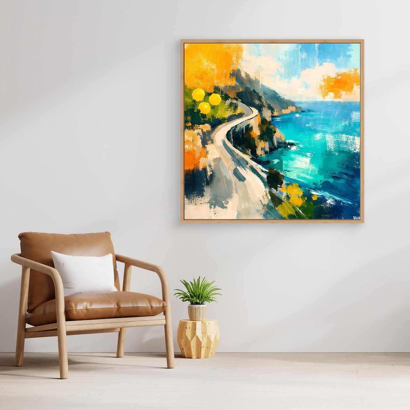Leinwand Malerische Küstenstraße am Meer | Abstraktes Amalfi Wandbild