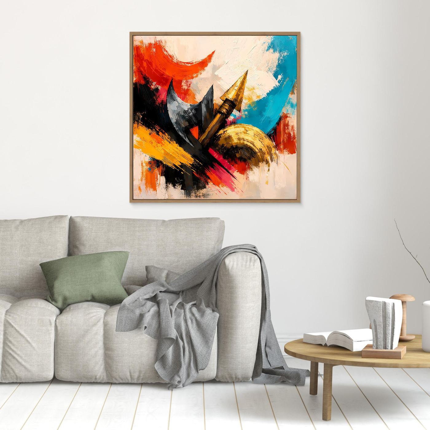 Premium Leinwand Abstrakte Wikinger Waffen | Modernes Kunst Poster Historische Wanddeko