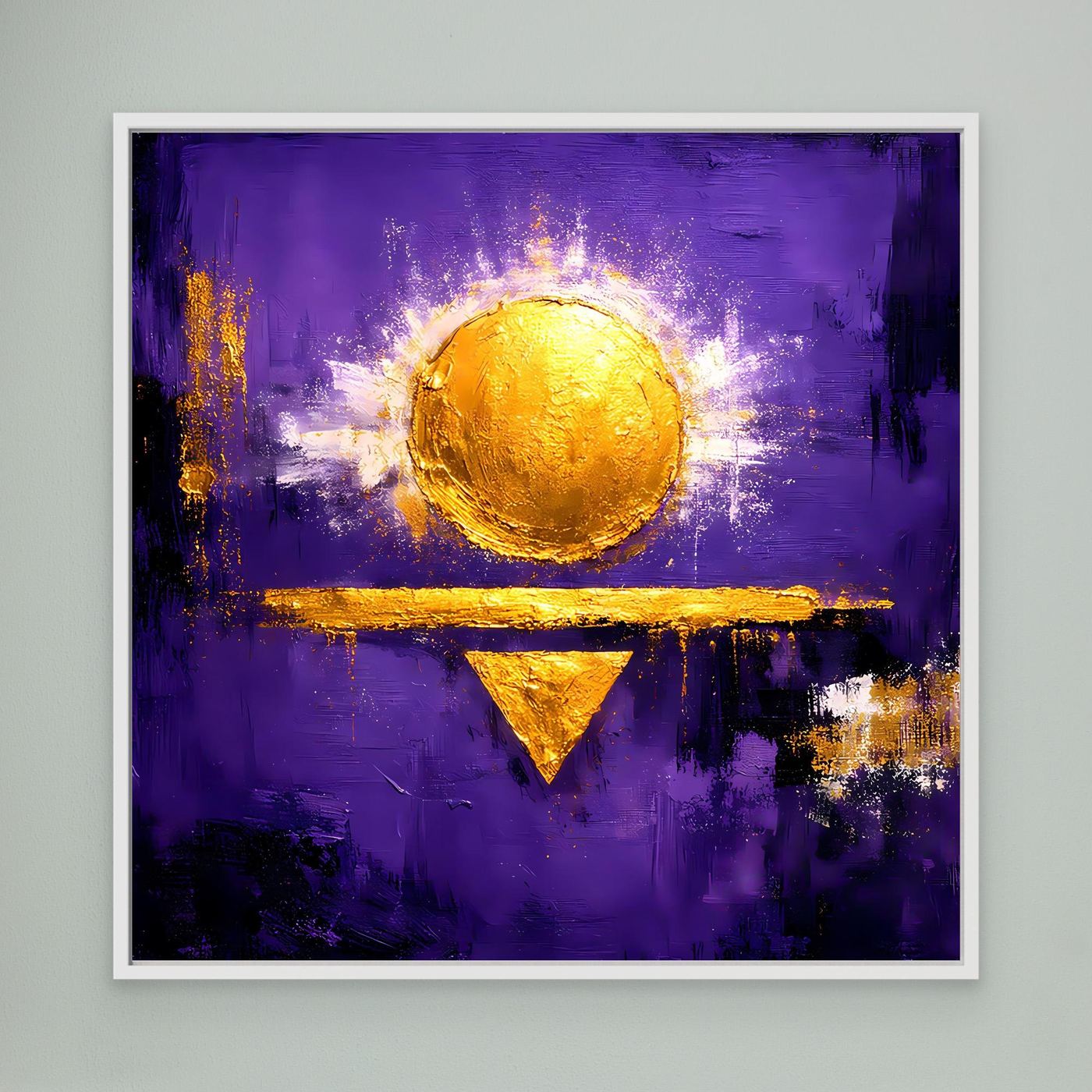 Leinwand Kosmische Sonne auf Violett | Abstraktes Geometrisches Wandbild Moderne Kunst