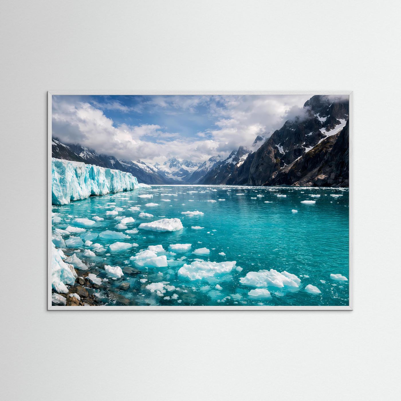 Gletscher und Eisberge im Fjord | Arktis Naturposter Querformat