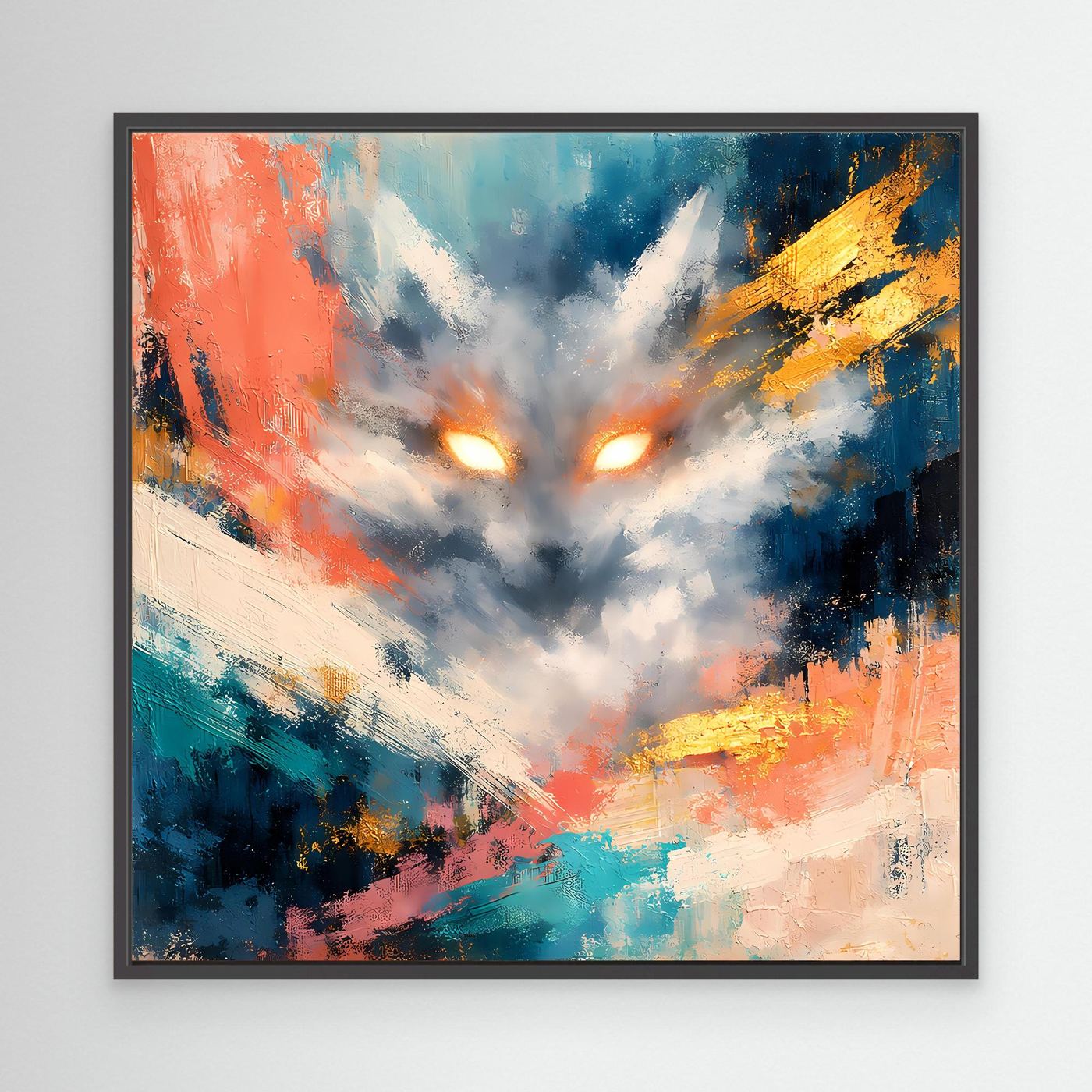 Leinwandbild Abstrakter Kitsune Fuchs | Modernes Japanisches Kunstwerk
