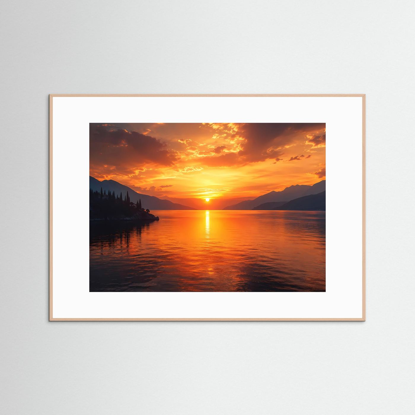 Goldener Abend am See | Romantisches Sonnenuntergang Panorama Poster