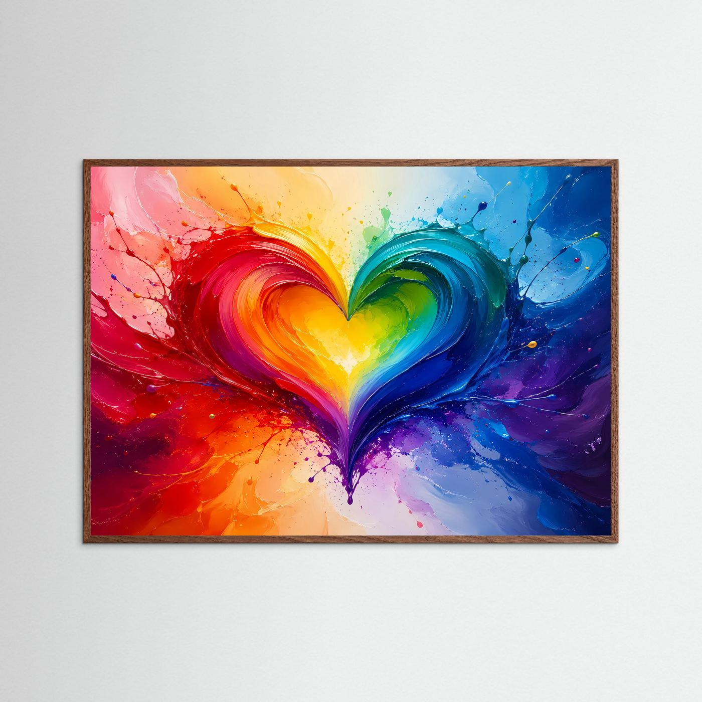 Regenbogen Herz Poster | Abstrakte Liebe Wandkunst | LGBTQ+ Herz Kunst | Farbenfrohes Modernes Wandbild