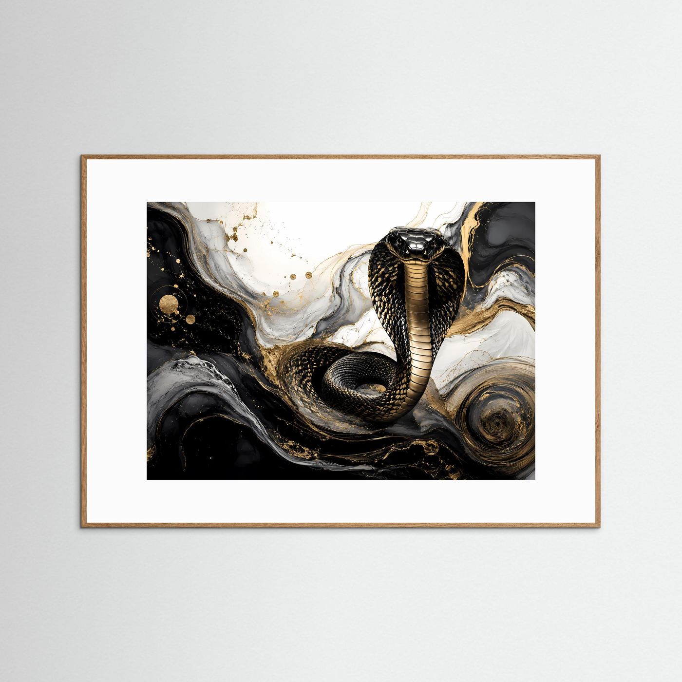 Elegante Kobra in Gold & Schwarz | Moderne abstrakte Tierkunst Poster