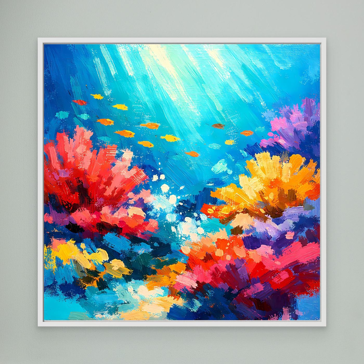Leinwand Abstraktes Korallenriff Unterwasser | Modernes Ozean Wandbild Bunt