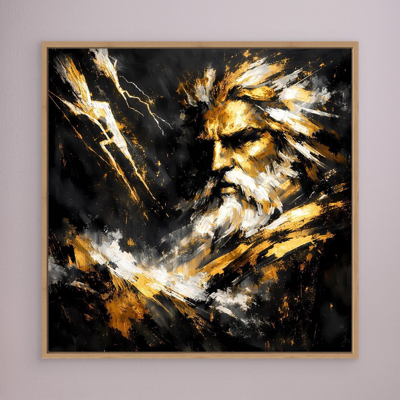 Leinwand Goldener Zeus Göttervater | Abstraktes Mythologie Wandbild Modern
