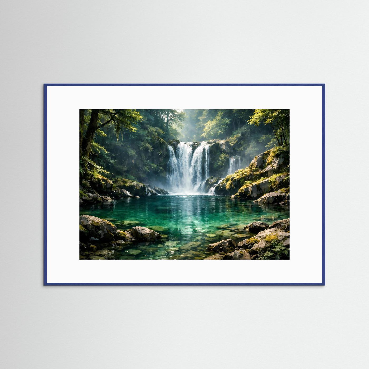 Idyllischer Wasserfall im Zauberwald | Natur Panorama Wandbild & Kunst Poster Querformat