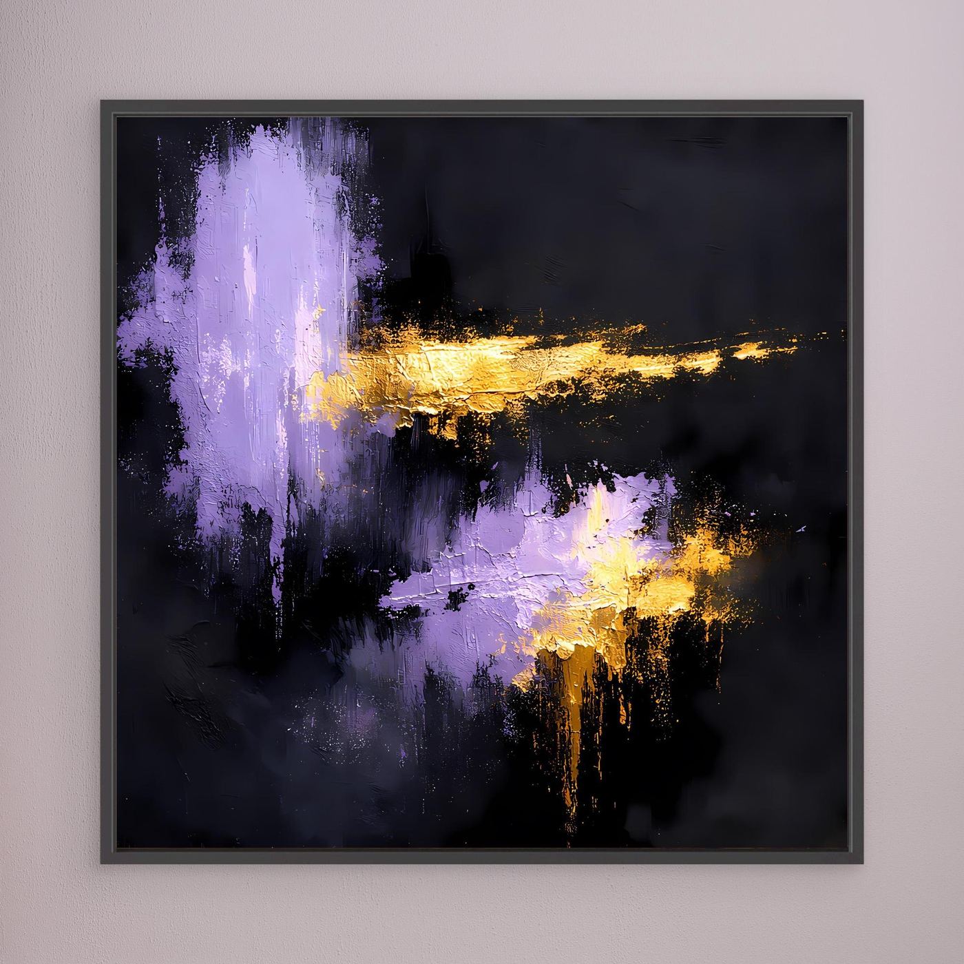 Leinwand Elegante Lila Nuancen und Gold | Modernes Abstraktes Expressionismus Wandbild