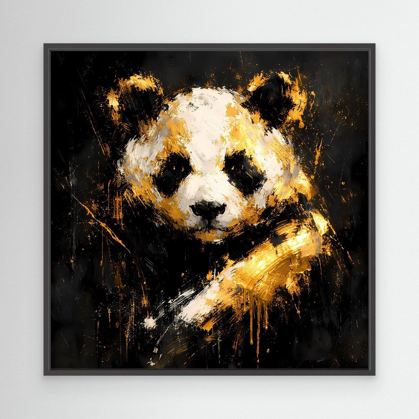 Leinwand Abstrakter Panda in Gold und Weiß | Modernes Tier Wandbild