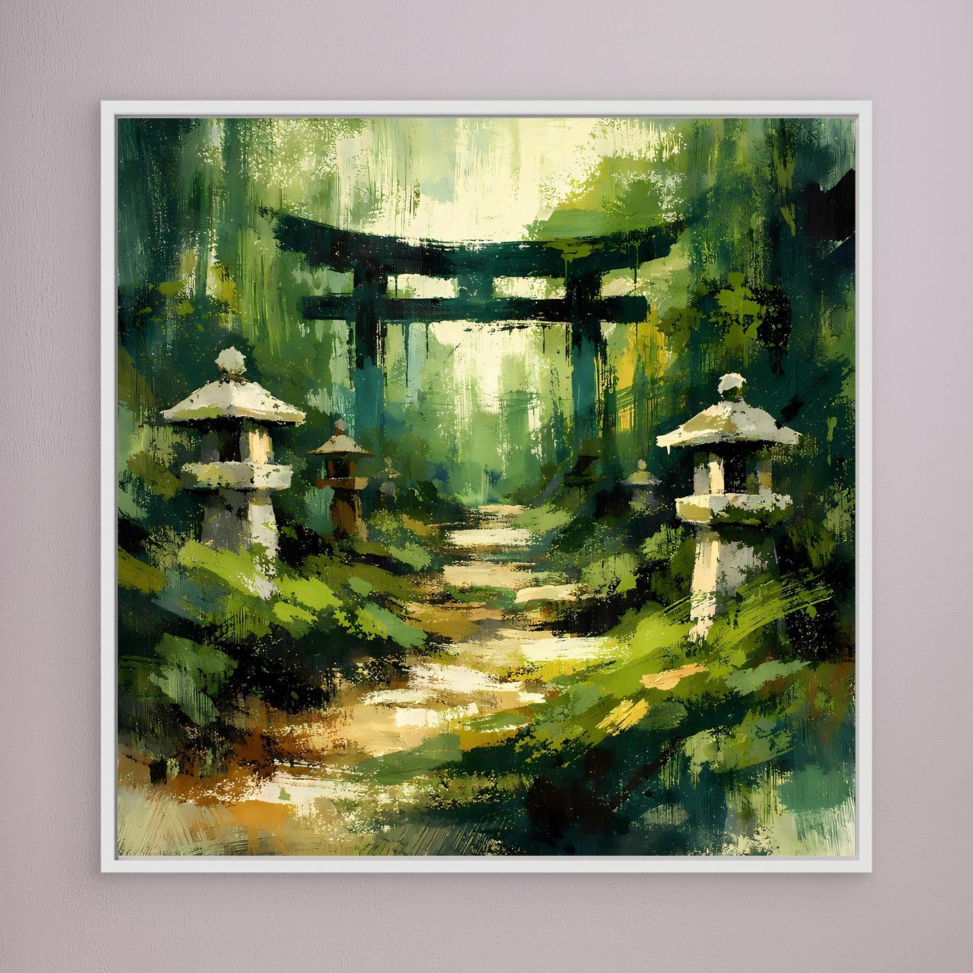 Leinwand Mystischer Torii-Pfad im Wald | Traditionelles Japan-Wandbild auf echter Leinwand