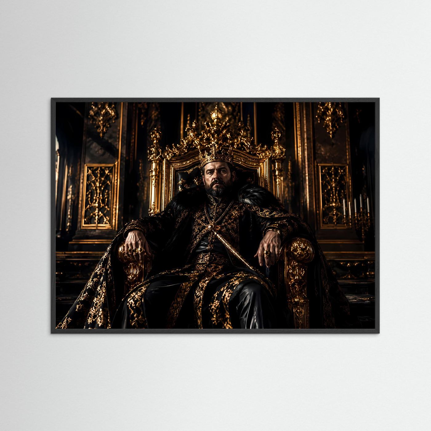 Mächtiger König auf goldenem Thron | Royaler Herrscher & Barock Poster