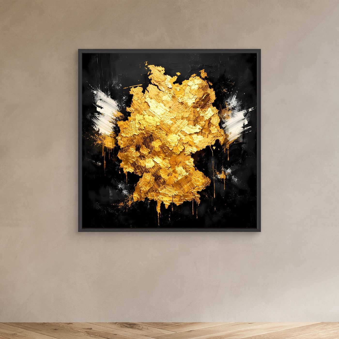 Leinwand Elegante Deutschlandkarte in Gold & Schwarz | Modernes Abstraktes Wandbild