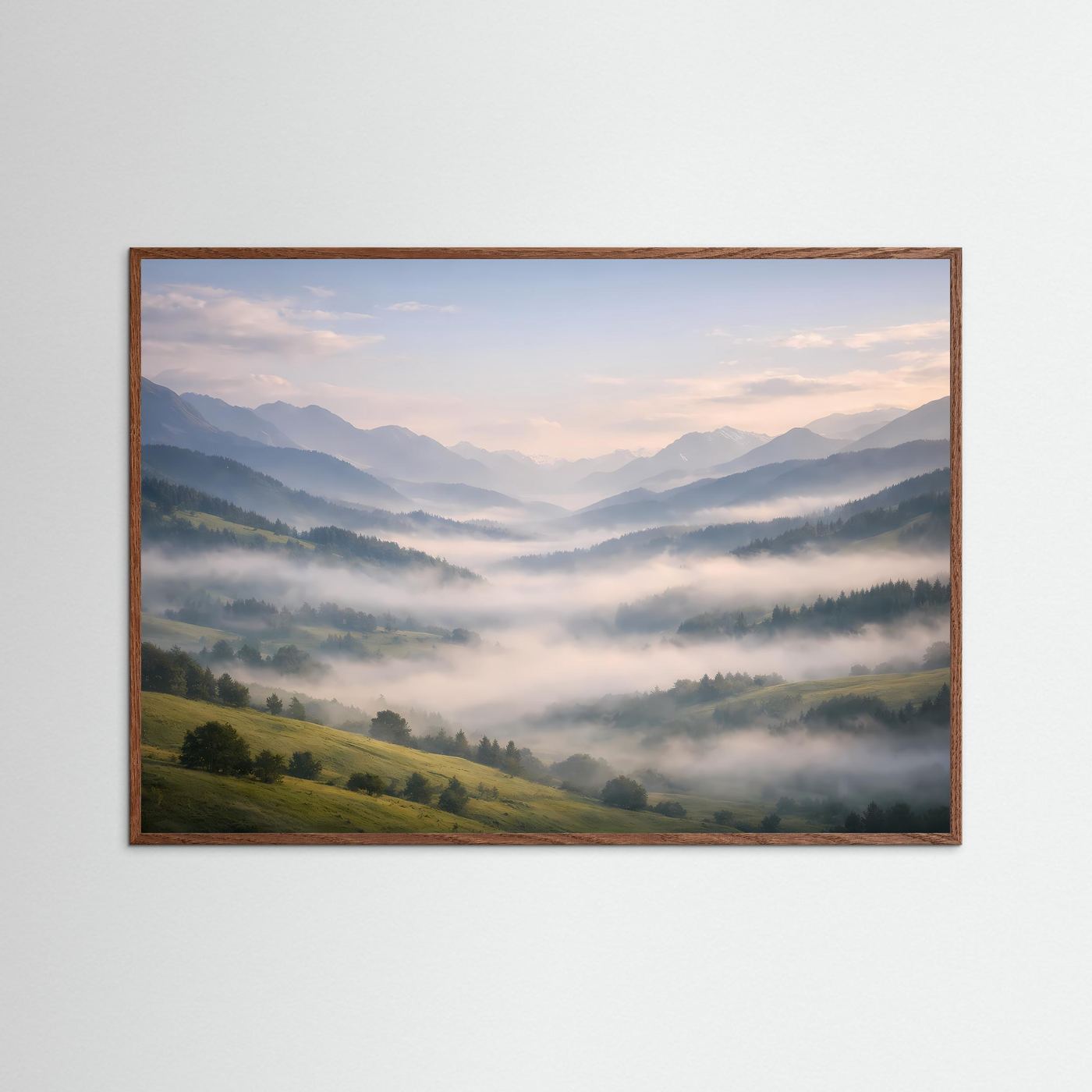 Sanftes Nebeltal im Morgenlicht | Alpen & Landschafts-Wandbild
