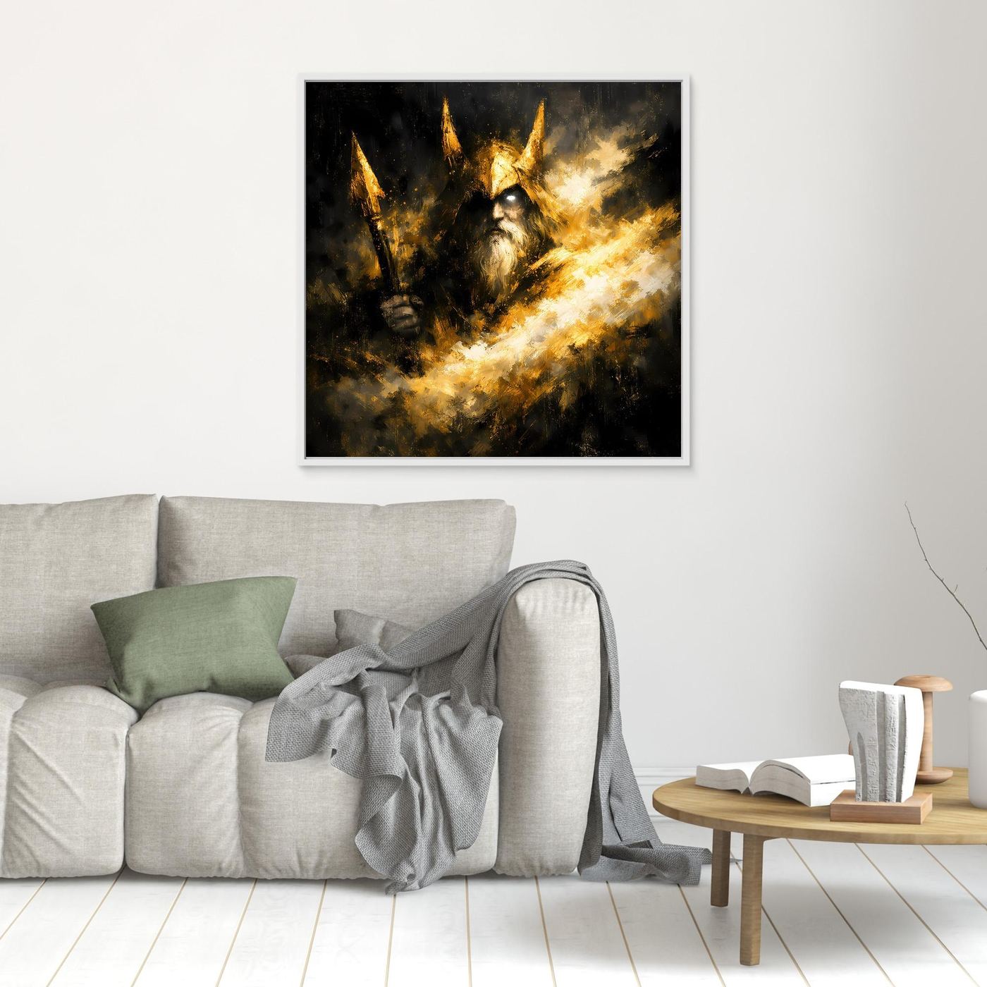 Leinwand Goldener Odin Nordischer Gott | Abstraktes Wikinger Wandbild Modern