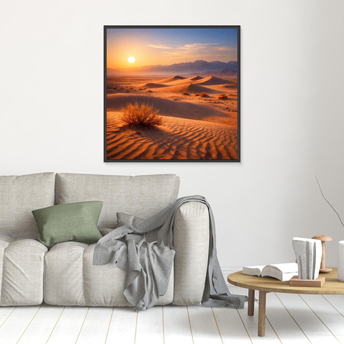 Leinwand Goldener Sonnenuntergang in der Wüste | Modernes Dünen-Landschaft Wandbild