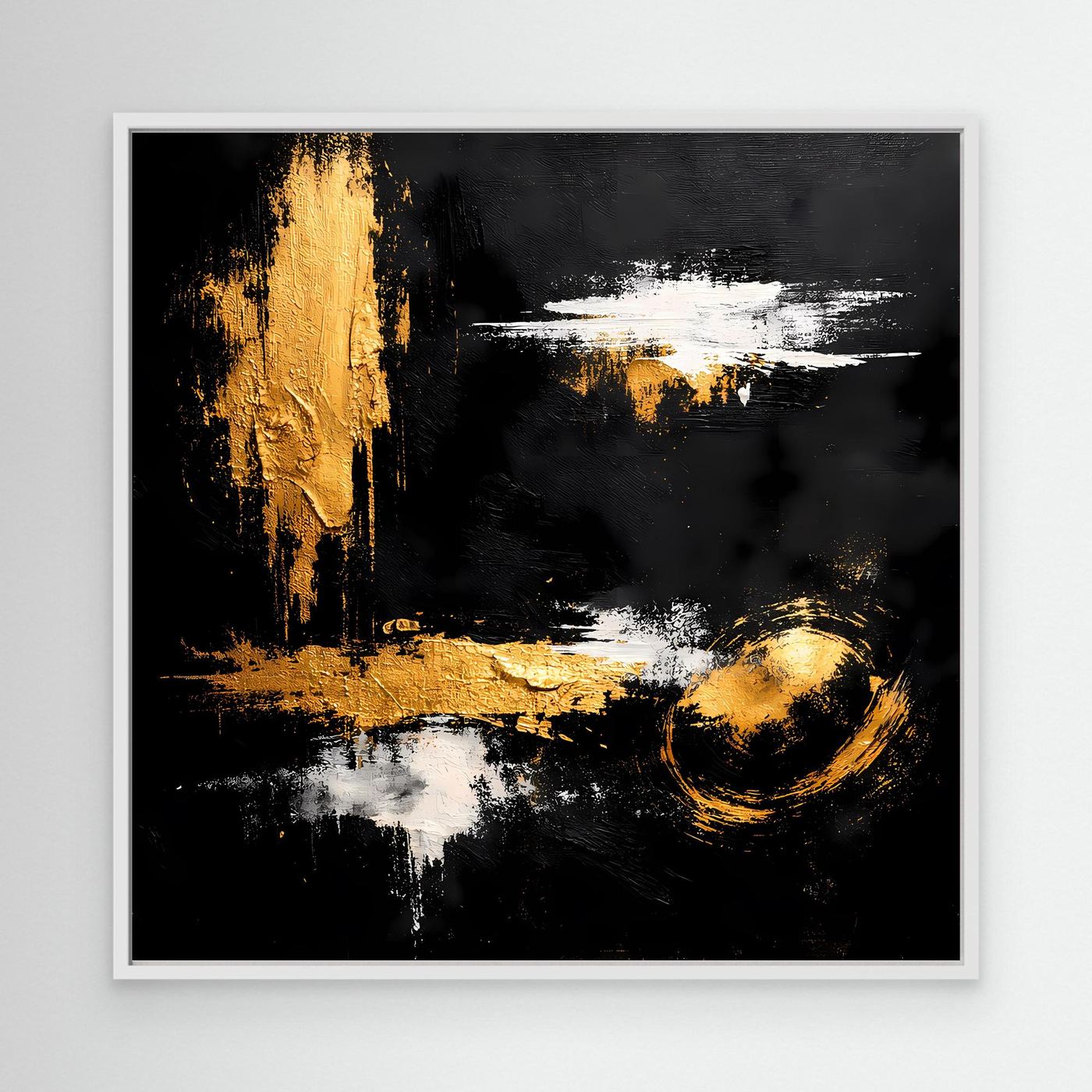 Leinwand Abstraktes Meisterwerk in Gold und Weiß | Modernes Galerie Wandbild