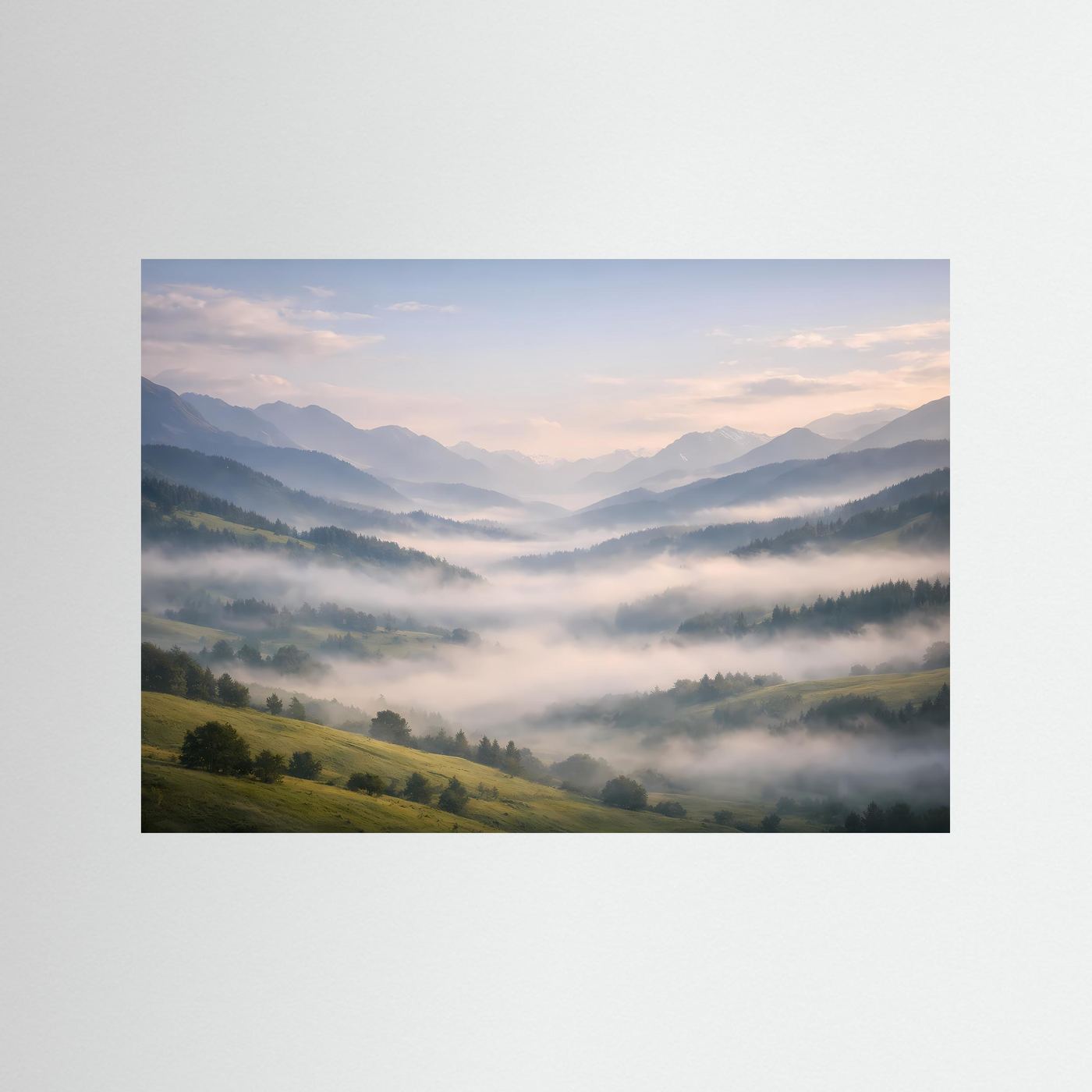 Sanftes Nebeltal im Morgenlicht | Alpen & Landschafts-Wandbild