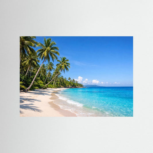 Tropischer Palmenstrand im Sonnenschein | Panorama Meer & Küste Poster Querformat