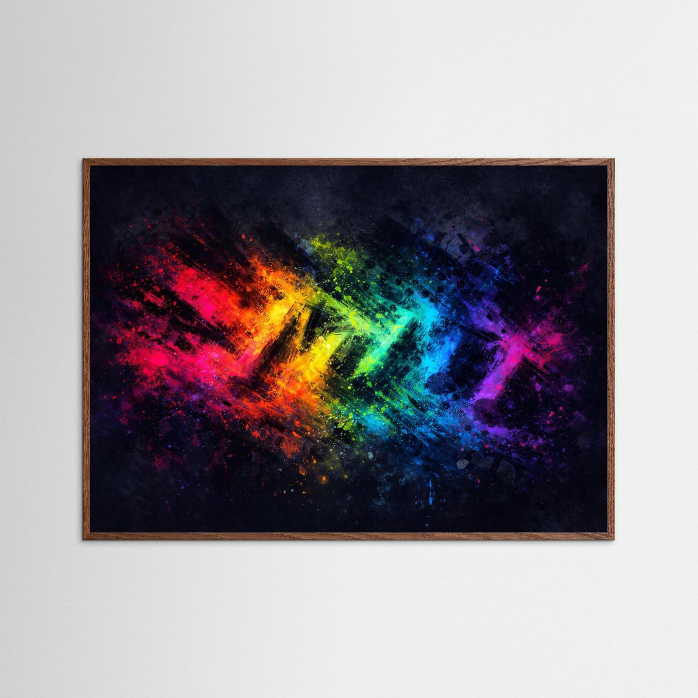 Explosive Regenbogen Kunst | Bunkts Abstraktes Wandbild & Kunst Poster Querformat