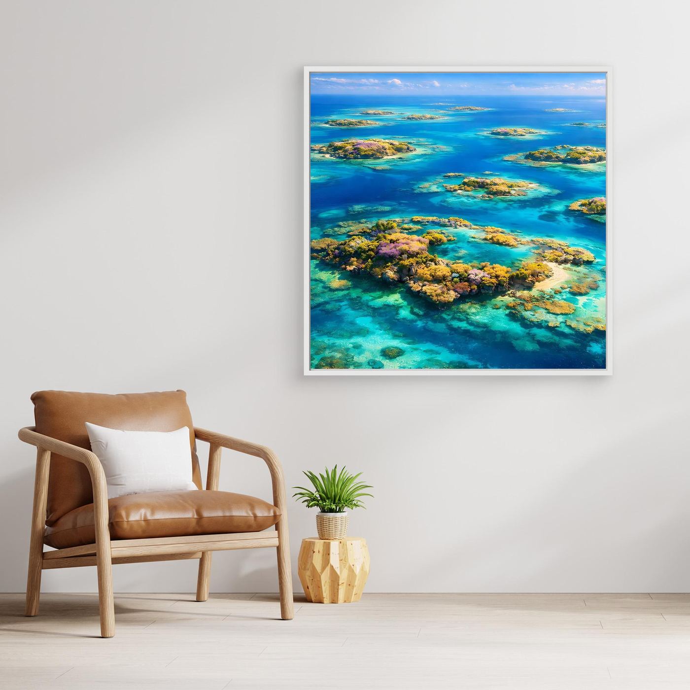 Leinwandbild Paradiesische Inselwelt | Tropisches Atoll Wandbild auf echtem Holzkeilrahmen