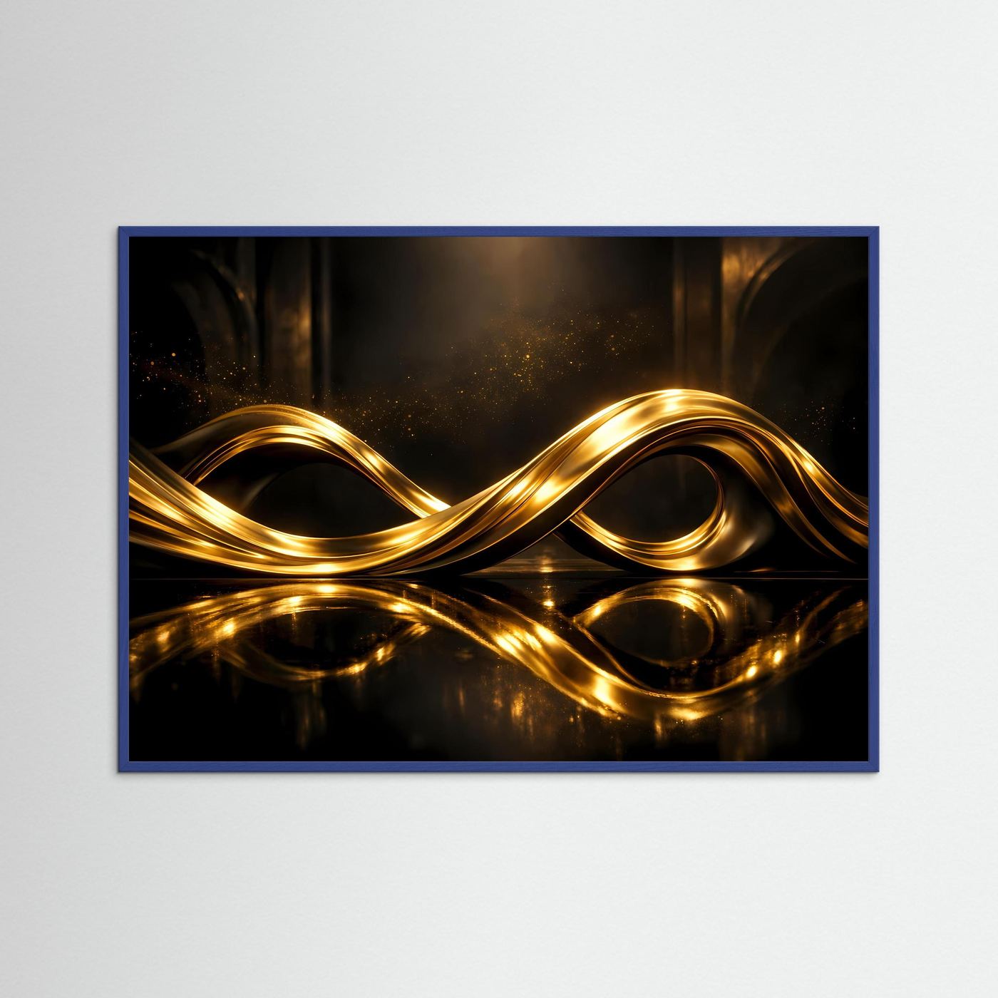 Elegante Goldene Wellen im Unendlichkeitsdesign | Luxus Kunst & Abstrakte Wanddeko Querformat