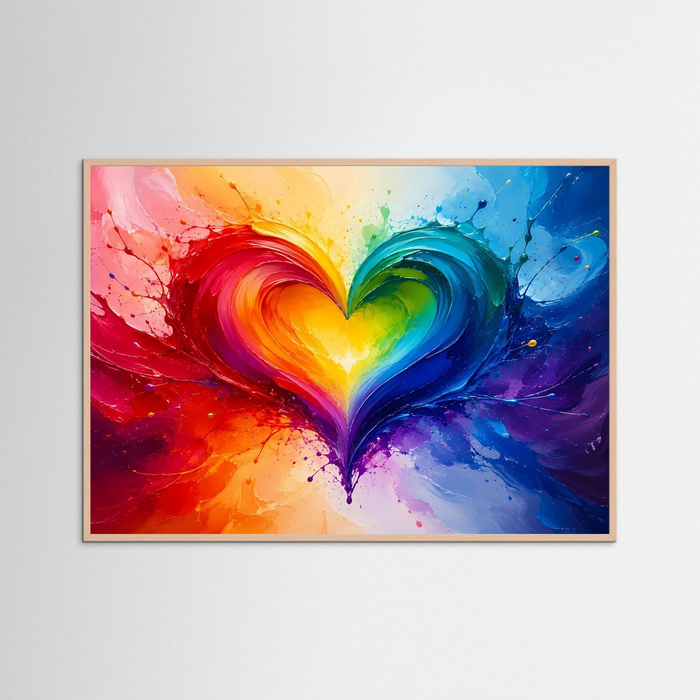 Regenbogen Herz Poster | Abstrakte Liebe Wandkunst | LGBTQ+ Herz Kunst | Farbenfrohes Modernes Wandbild