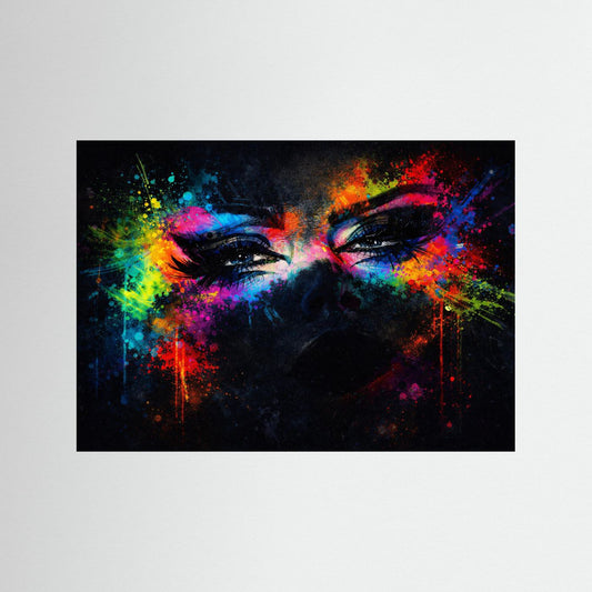 Magie des Blicks & Farbexplosion | Moderner Kunst Print Querformat Wandbild