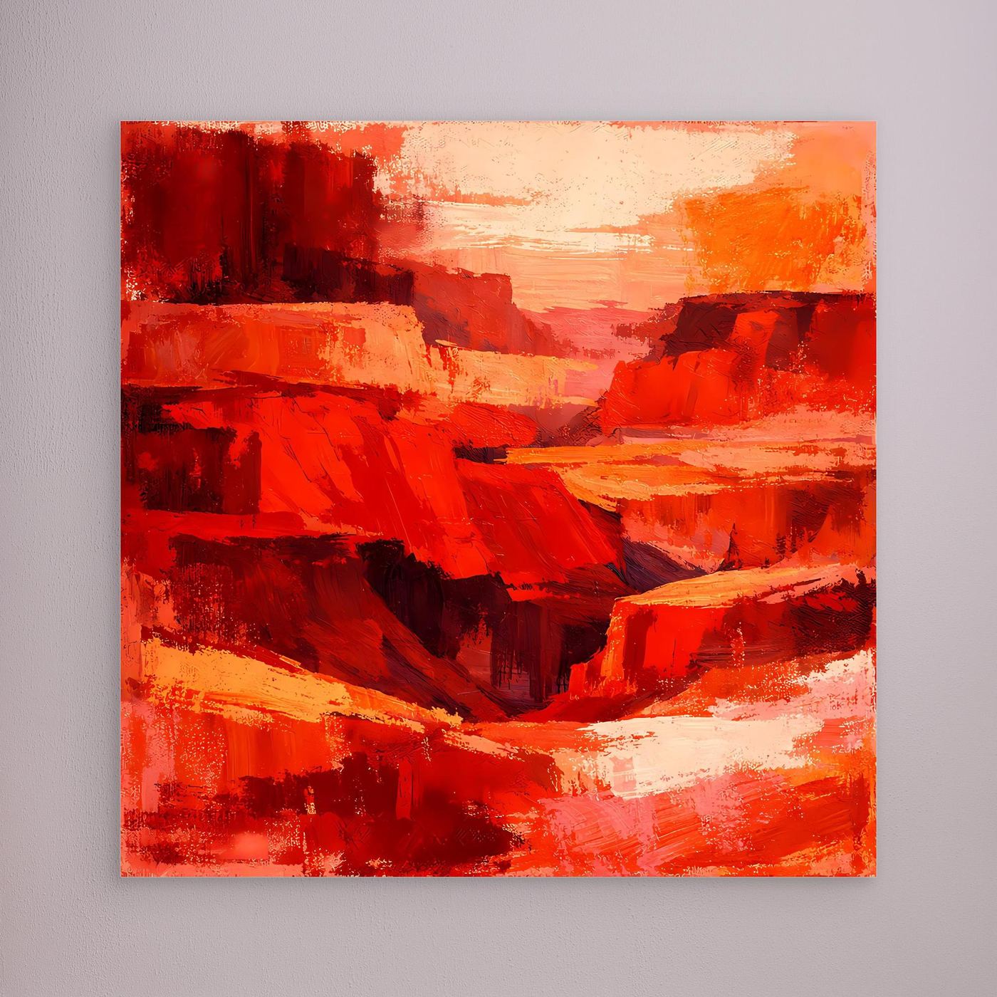Abstraktes Wandbild Canyon-Motiv in Rot ohne Rahmen